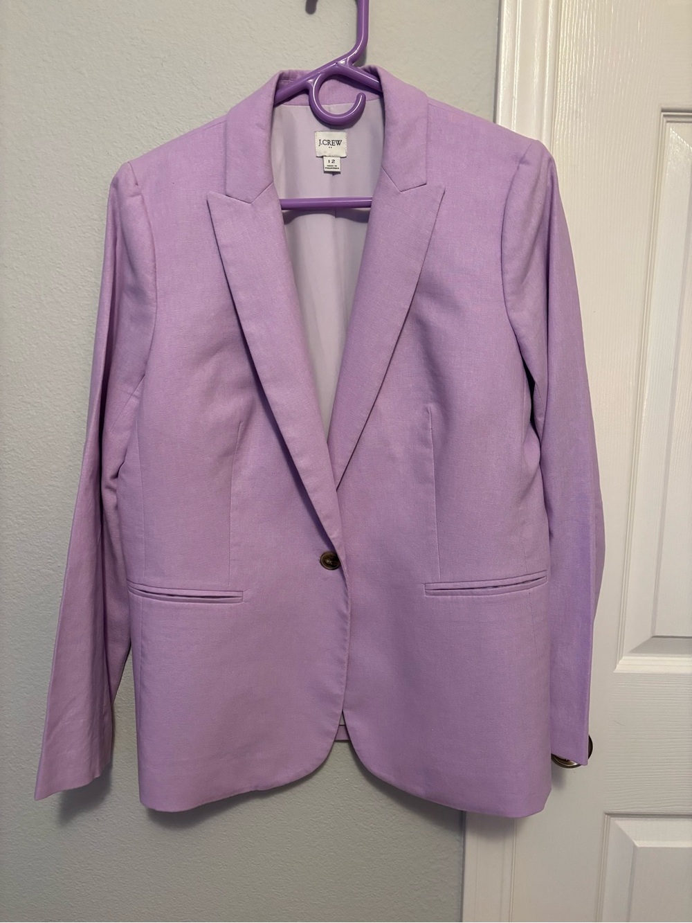 J. Crew Factory Lavender Holland Linen/Cotton Blend One Button Blazer